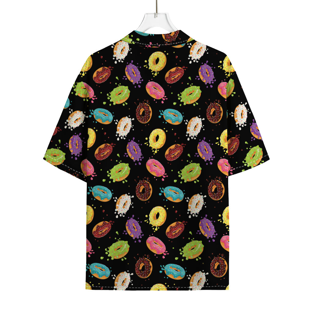 Glaze Donut Pattern Print Rayon Hawaiian Shirt