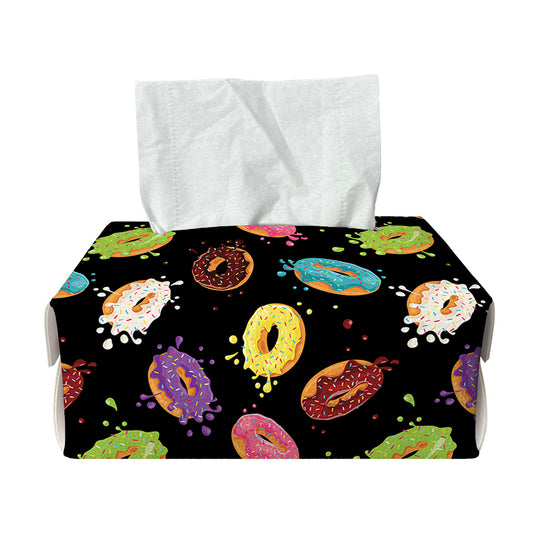 Glaze Donut Pattern Print Rectangle Tissue Box Cover