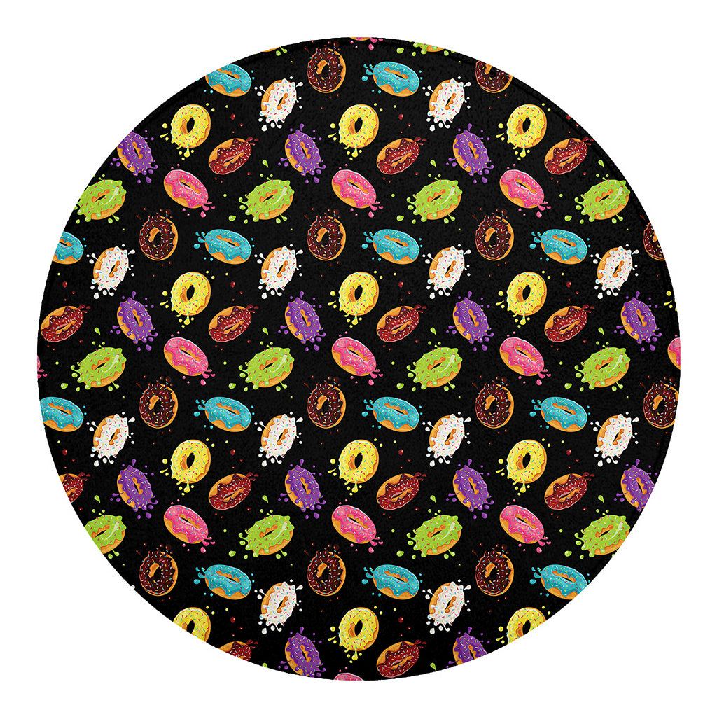 Glaze Donut Pattern Print Round Blanket