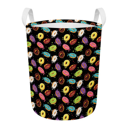Glaze Donut Pattern Print Round Laundry Basket