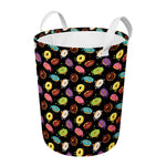 Glaze Donut Pattern Print Round Laundry Basket