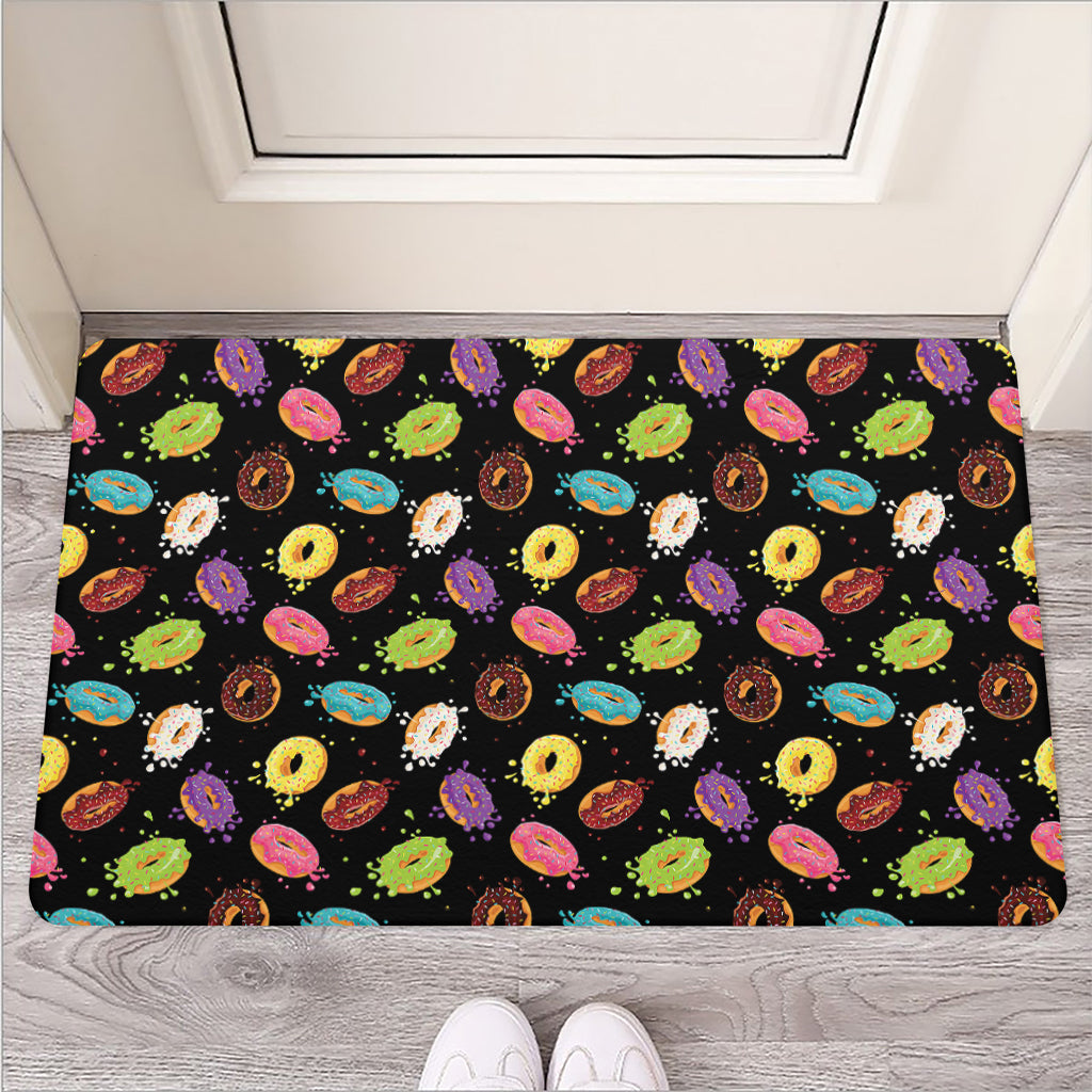Glaze Donut Pattern Print Rubber Doormat