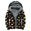 Glaze Donut Pattern Print Sherpa Lined Zip Up Hoodie