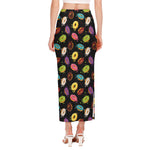 Glaze Donut Pattern Print Side Slit Maxi Skirt