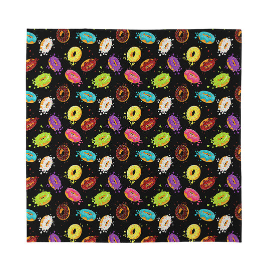 Glaze Donut Pattern Print Silk Bandana