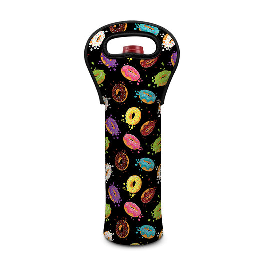 Glaze Donut Pattern Print Single Neoprene Wine Tote