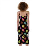 Glaze Donut Pattern Print Slim Fit Midi Cami Dress