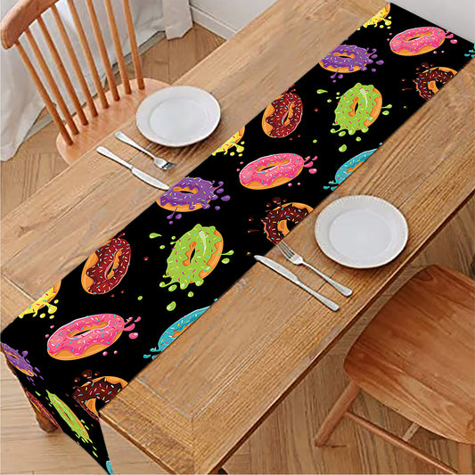 Glaze Donut Pattern Print Table Runner