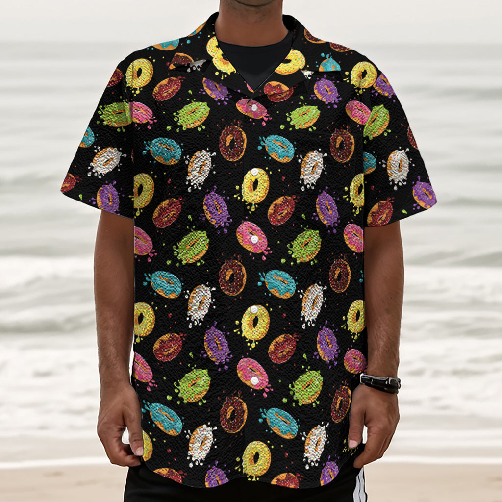 Glaze Donut Pattern Print Textured Short Sleeve Shirt