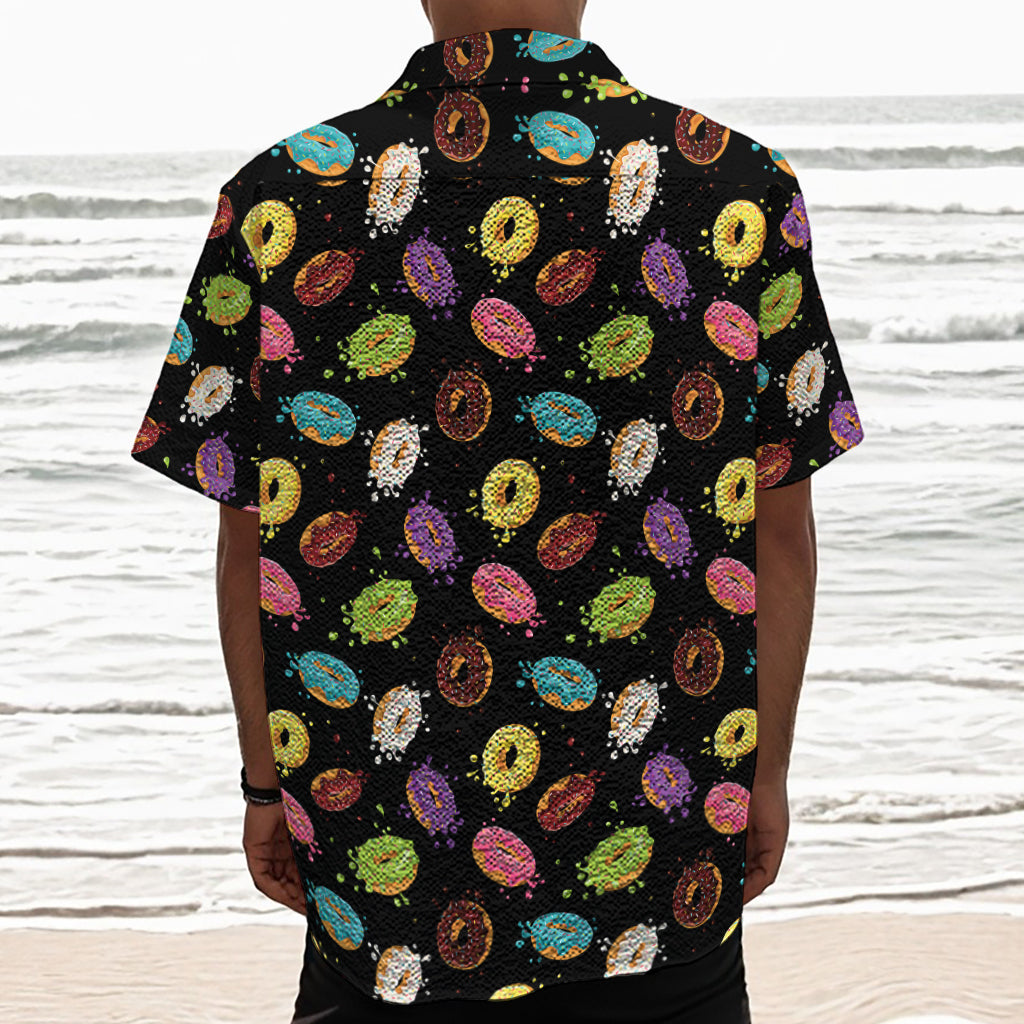 Glaze Donut Pattern Print Textured Short Sleeve Shirt