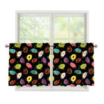 Glaze Donut Pattern Print Tier Curtains