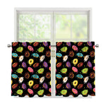 Glaze Donut Pattern Print Tier Curtains