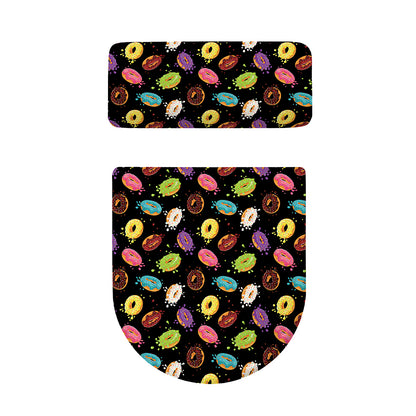 Glaze Donut Pattern Print Toilet Lid And Tank Cover Set