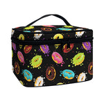 Glaze Donut Pattern Print Travel Makeup Bag