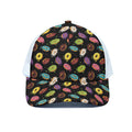 Glaze Donut Pattern Print White Mesh Trucker Hat