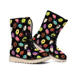 Glaze Donut Pattern Print Winter Boots