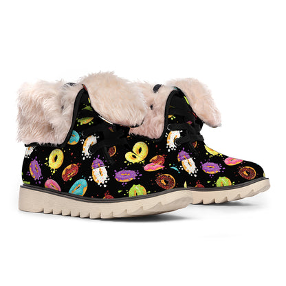 Glaze Donut Pattern Print Winter Boots