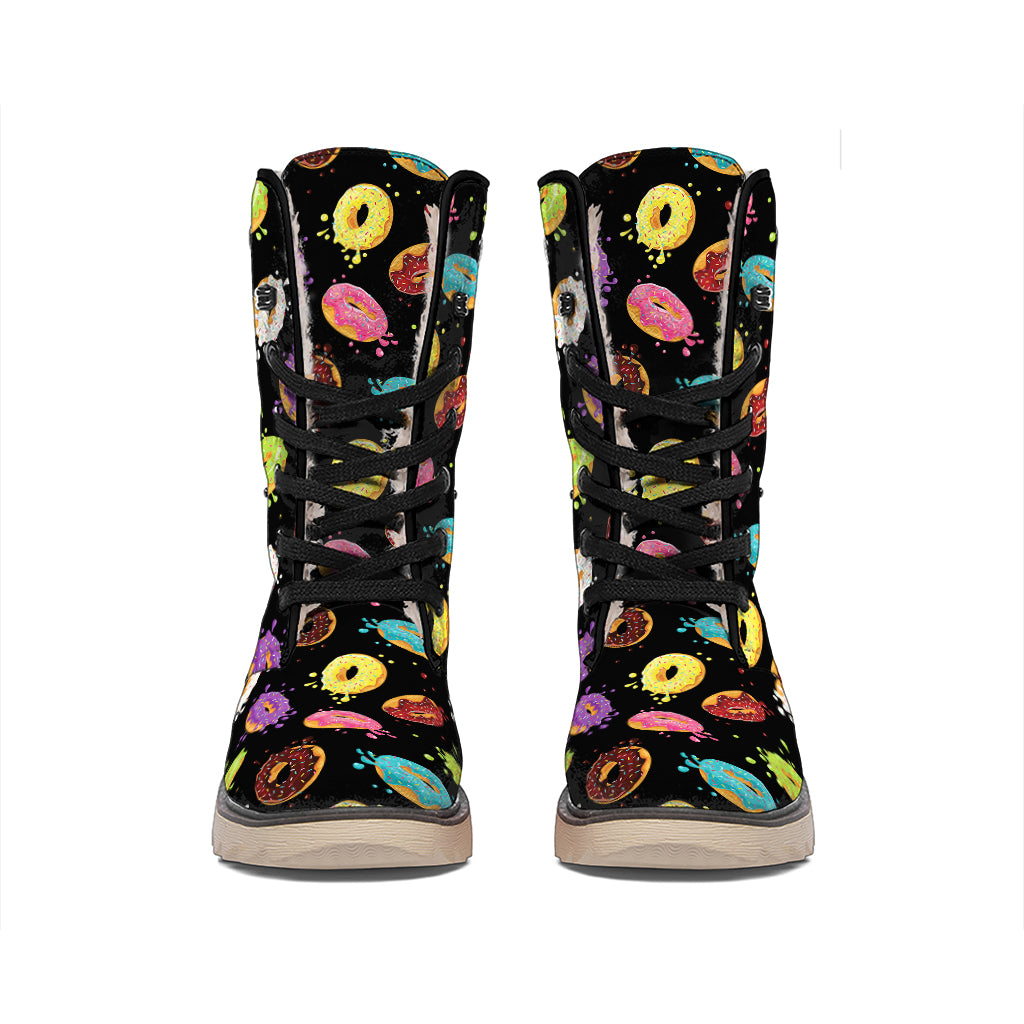 Glaze Donut Pattern Print Winter Boots