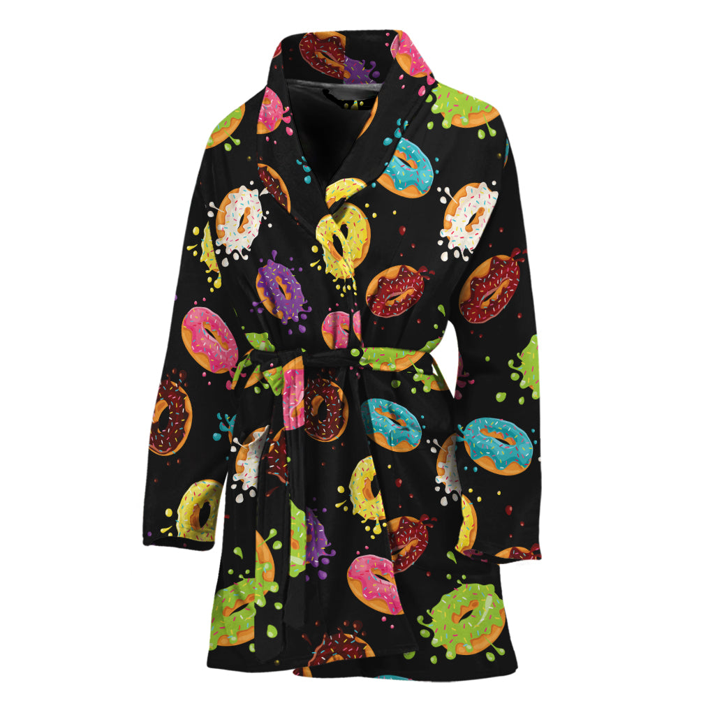 Glaze Donut Pattern Print Women's Bathrobe