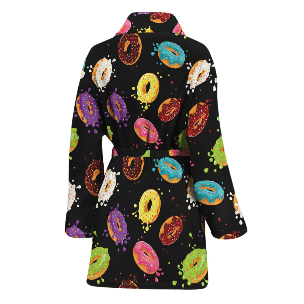 Glaze Donut Pattern Print Women's Bathrobe