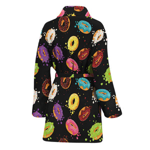 Glaze Donut Pattern Print Women's Bathrobe