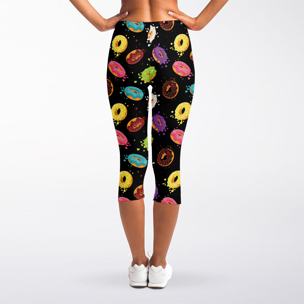 Glaze Donut Pattern Print Women's Capri Leggings