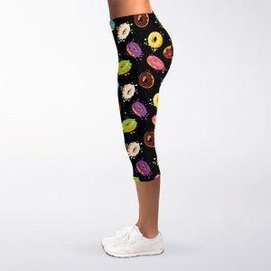 Glaze Donut Pattern Print Women's Capri Leggings