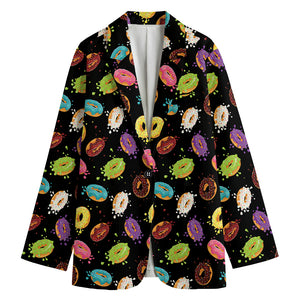 Glaze Donut Pattern Print Women's Cotton Blazer