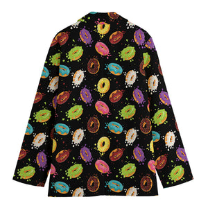 Glaze Donut Pattern Print Women's Cotton Blazer