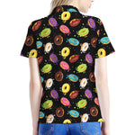 Glaze Donut Pattern Print Women's Polo Shirt