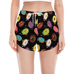 Glaze Donut Pattern Print Women's Split Running Shorts