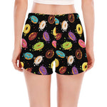 Glaze Donut Pattern Print Women's Split Running Shorts