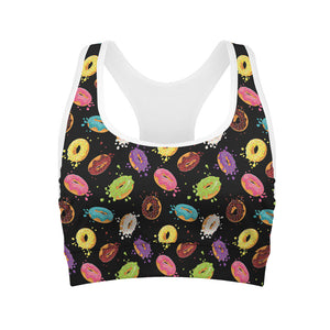 Glaze Donut Pattern Print Women's Sports Bra