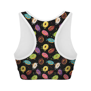 Glaze Donut Pattern Print Women's Sports Bra