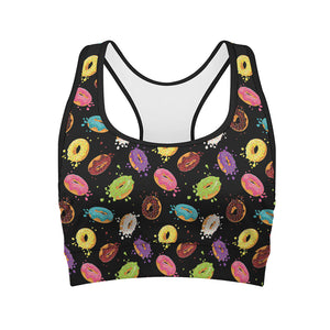 Glaze Donut Pattern Print Women's Sports Bra