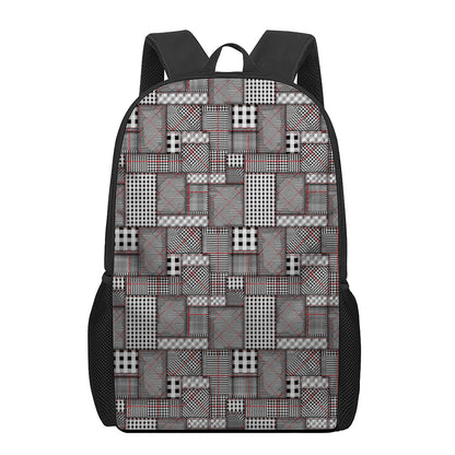 Glen Plaid Patchwork Pattern Print 17 Inch Backpack
