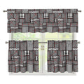 Glen Plaid Patchwork Pattern Print 3 Piece Kitchen Curtains