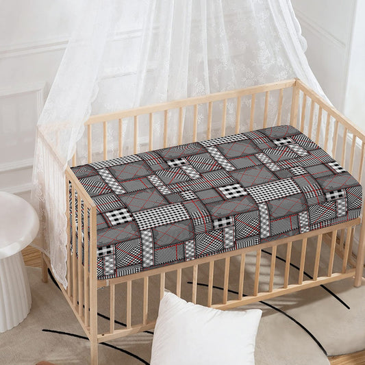 Glen Plaid Patchwork Pattern Print Baby Crib Sheet