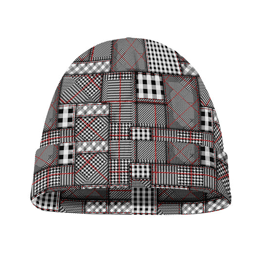 Glen Plaid Patchwork Pattern Print Beanie