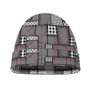 Glen Plaid Patchwork Pattern Print Beanie