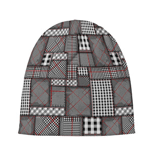 Glen Plaid Patchwork Pattern Print Beanie