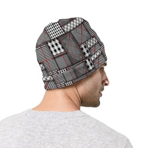 Glen Plaid Patchwork Pattern Print Beanie