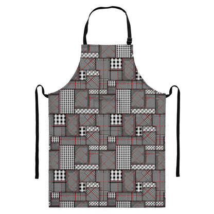 Glen Plaid Patchwork Pattern Print Bib Apron With Pocket