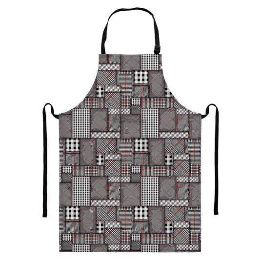 Glen Plaid Patchwork Pattern Print Bib Apron With Pocket