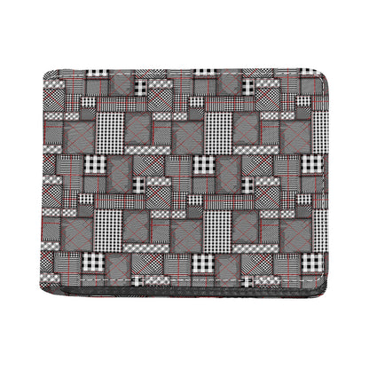 Glen Plaid Patchwork Pattern Print Bifold Wallet