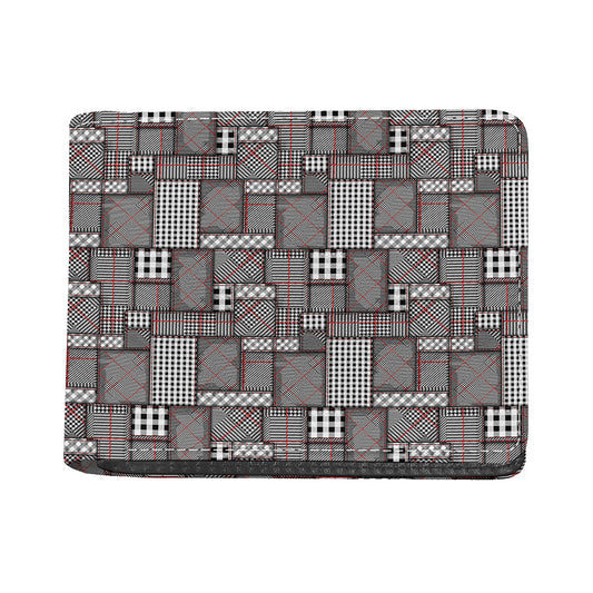 Glen Plaid Patchwork Pattern Print Bifold Wallet
