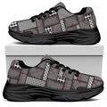 Glen Plaid Patchwork Pattern Print Black Chunky Shoes
