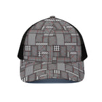 Glen Plaid Patchwork Pattern Print Black Mesh Trucker Cap