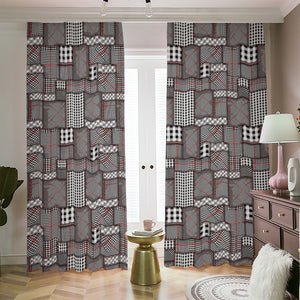 Glen Plaid Patchwork Pattern Print Blackout Pencil Pleat Curtains