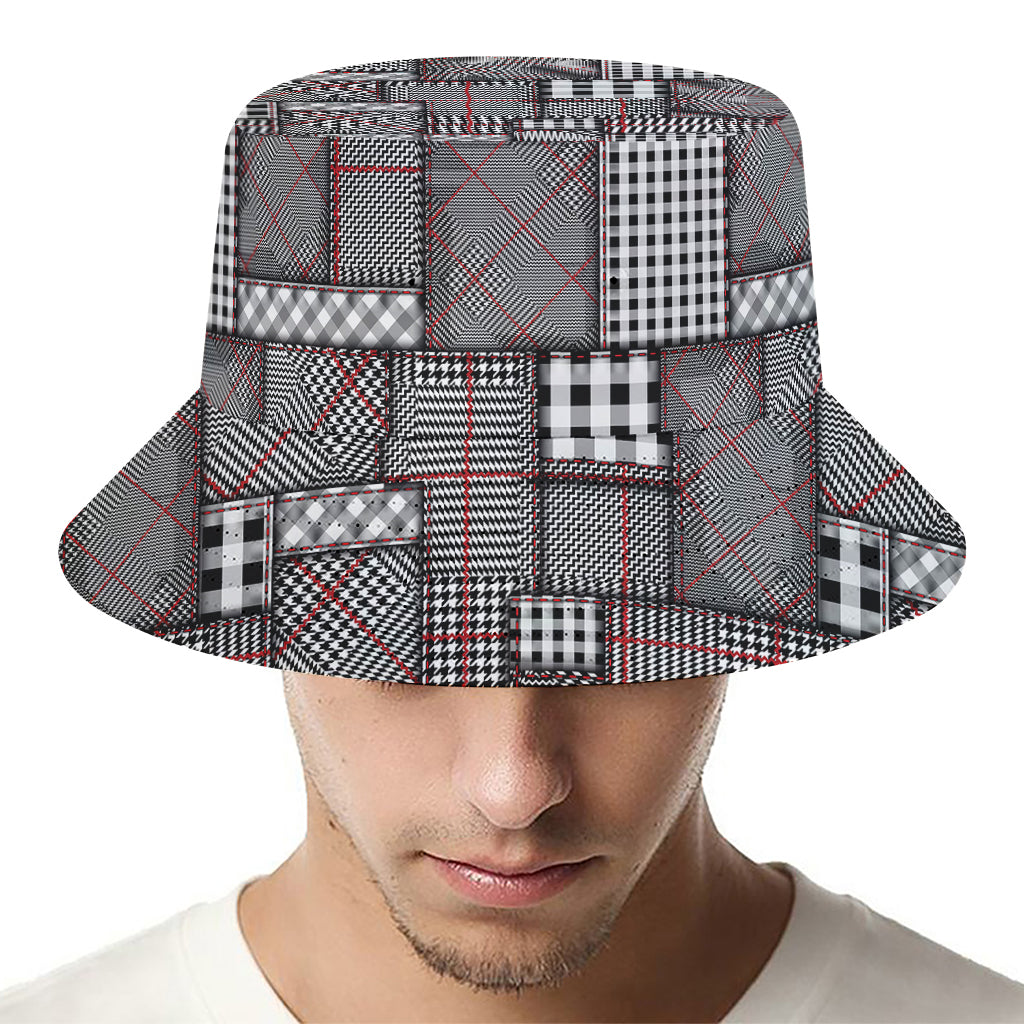 Glen Plaid Patchwork Pattern Print Bucket Hat